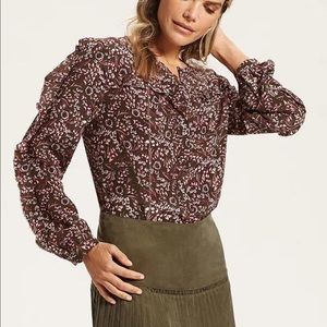 Marie Oliver Presley Ruffle  100% Silk Blouse
